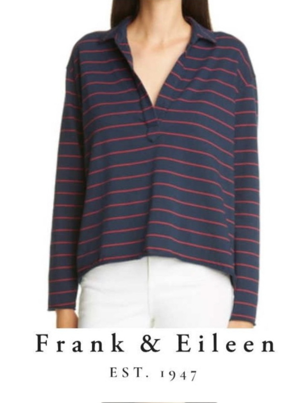 Frank & Eileen Tee Lab, Patrick Popover Henley, red/navy stripes, size small